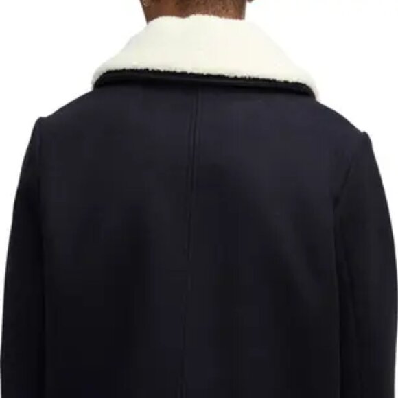 NEW SCOTCH & SODA Wool Blend Izak Peacoat With Contrast Detail, Removable Collar - Picture 5 of 7